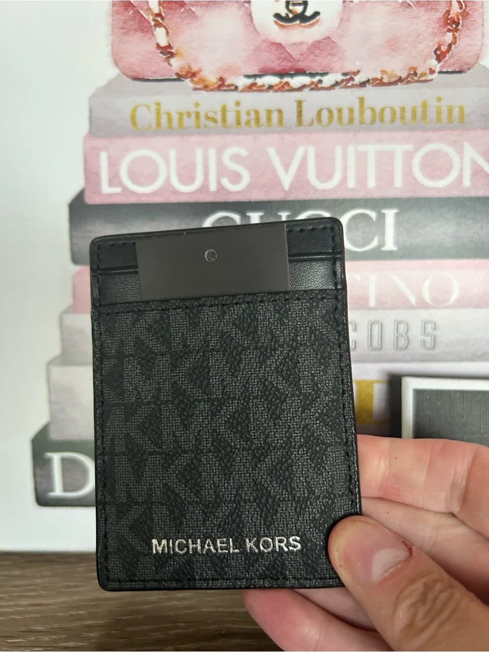 Michael Kors Men's Black Signature Card Holder & Money Clip Set
